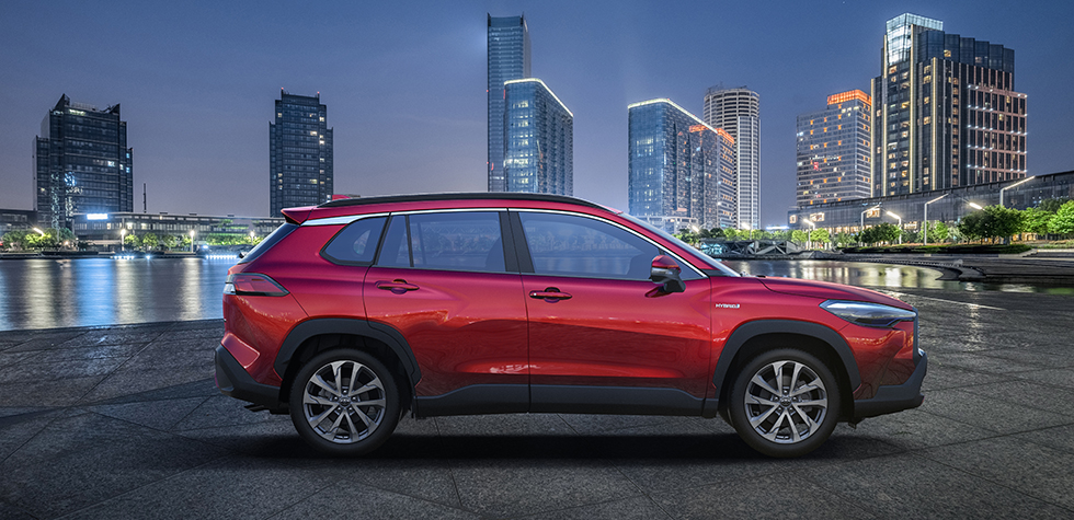 Thiết kế mặt bên hông xe Toyota Cross 1.8G